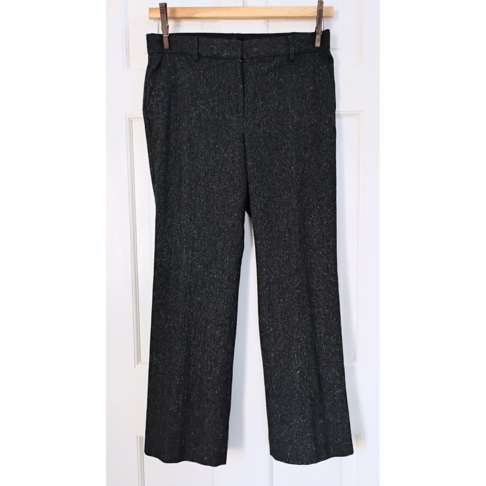 Talbots Dress Pants Womens 8P Black Tweed Wool Silk Blend Straight Leg Trousers - Picture 2 of 9